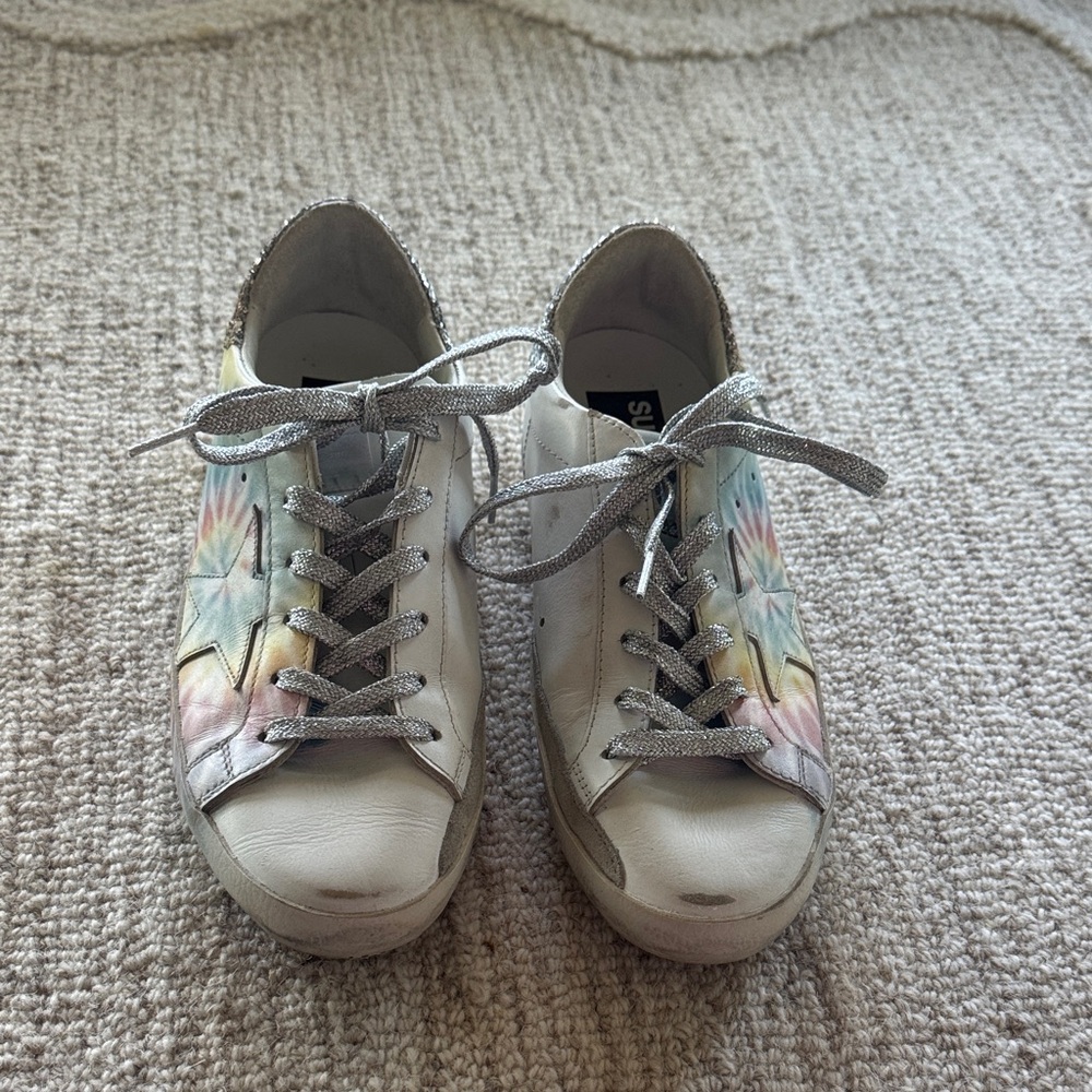 Golden Goose White and Multicolor Sneakers